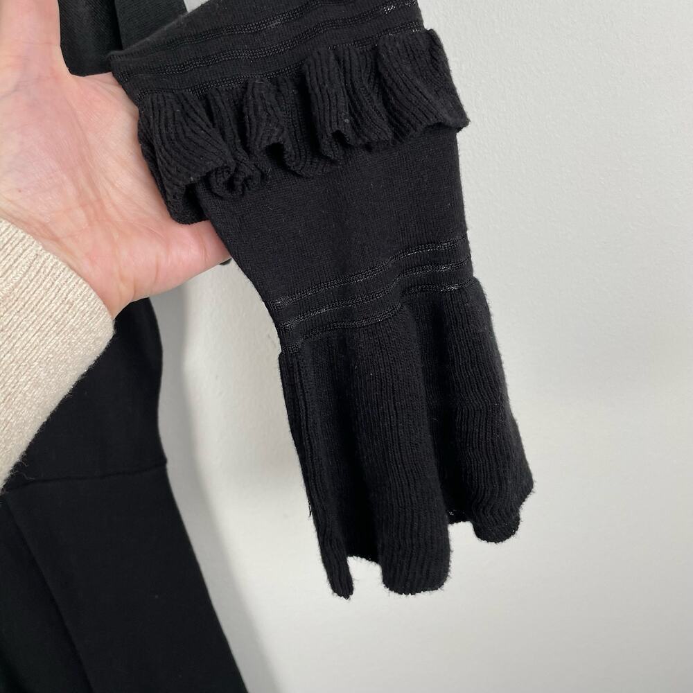 French Connection Lindsey Sheer Yoke Long Sleeve Sweater Dress Black Size M - Picture 10 of 12